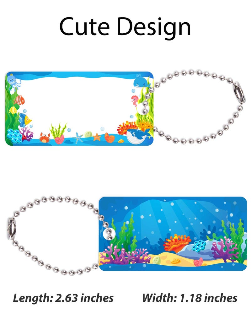 CHUBBIEE Child ID Bag Tags, Write-On Kids Name Tags for Backpack, Lunchbox & Diaper Bag, Great for Preschool & Daycare, Pack of 6 (Blue Ocean) - Image 2